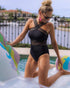 Women Black/White Hollow Out Halter Push-up Padded Bra Bandage Bikini Set Women's Bikini Set Two Piece High Waist Swimsuits Push Up Halter Swimwear Striped Padded Bathing Suits Swimsuit Swimwear Bathing Beach Two-Piece Suits