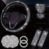 Diamond Set Leather Steering Wheel Cover Rhinestones Steering Wheel Cover With Crystal Breathable Anti-Slip Steering Wheel Protector Diamond Sparkling Car Steering Wheel Protector Vehicle Car Bling Steering Wheel Cover for Women Girls