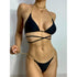 Luxury Black Bikini Set Chain Swimsuit Female Black Swimwear Women Summer Bathing Suit Women V-Wired Underwire Push Up High Cut Bikini Set Two Pieces Bathing Suit
