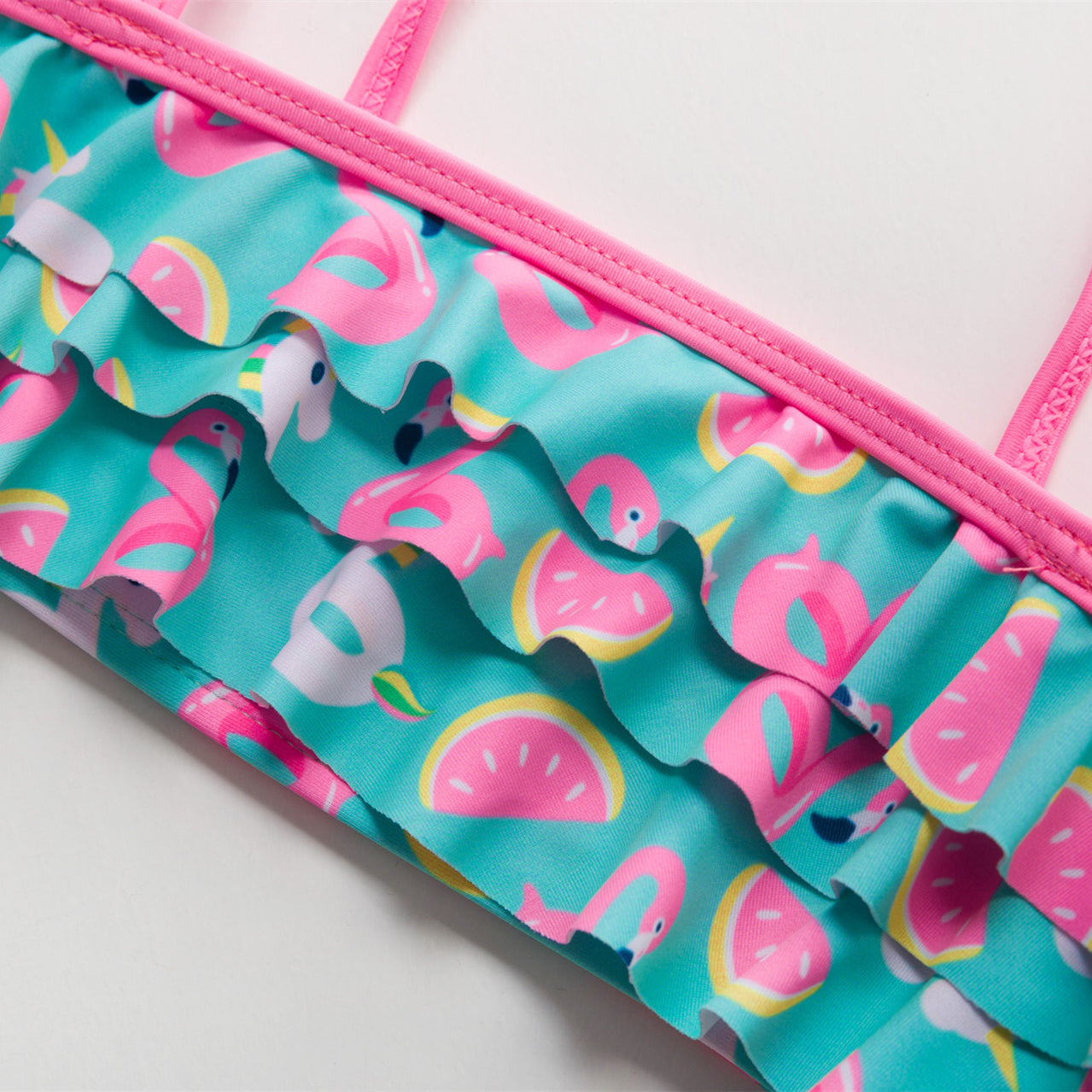 3-16Y Cartoon Two-piece Girls Swimwear Ruffle Swimsuit Bikini Set One Shoulder Beachwear Princess Two Piece Bathing Suit Children Swimwear Girls Swimsuit Bikini Set