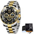 Multifunctional Mens Business Watch Luxury Military Quartz Stainless Steel Round Analog Wrist Watch For Men
