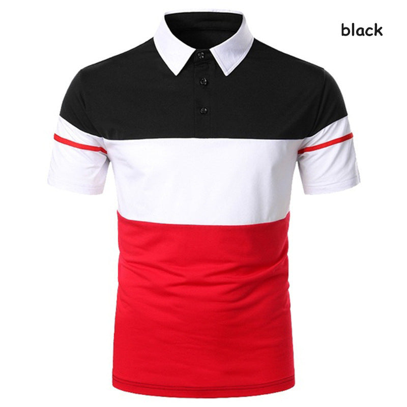 Men Polo Shirt Summer New Fashion Classic Casual Tops Short Sleeves Cotton High Quality Modern Collar Men Slim Polo Mens Shirts Polo Shirts for Men's Golf Shirts for Men Short Sleeve Patchwork Shirt Summer Sport Tops Gym Shirts (