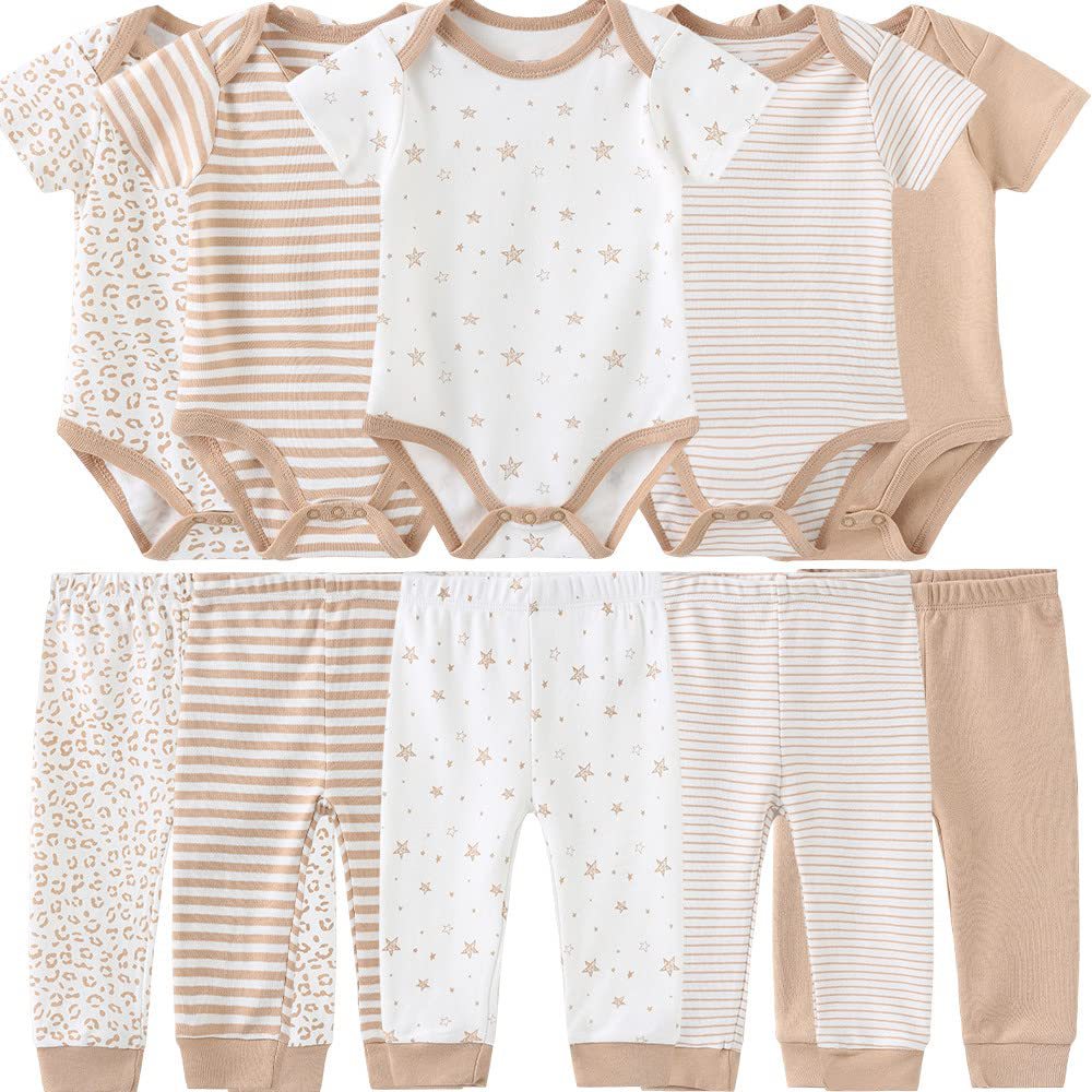 5pcs/ Set Solid Bodysuits Pants Baby Boy Clothes Clothing Sets 0-12M  Unisex Newborn Baby Pajamas Romper Jumpsuit For Boys and Girls Kids