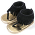Baby Summer Newborn 0-18M Infant Baby Girls Children's Sandals Summer New Retro Tassel Flannel Baby  Shoes Solid Non-slip