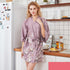 Lightweight Black Floral Birds Printed Women Bathrobe Elegant Design Floral Breathable Robe