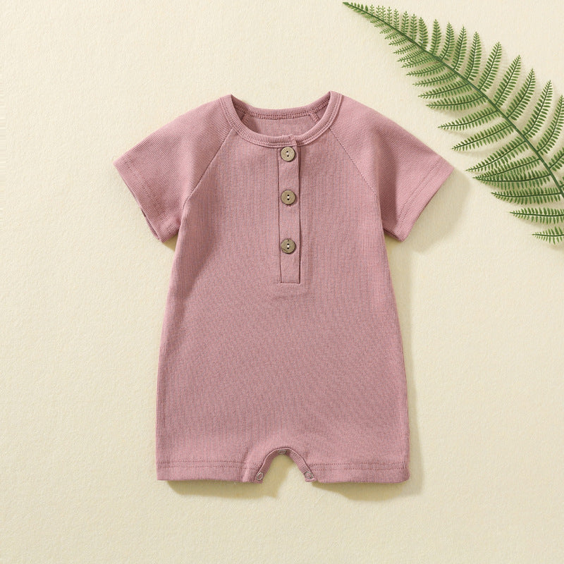 Summer Newborn Baby Boys Girls Short Sleeve Romper Solid Jumpsuit For Girls In elegant Colors