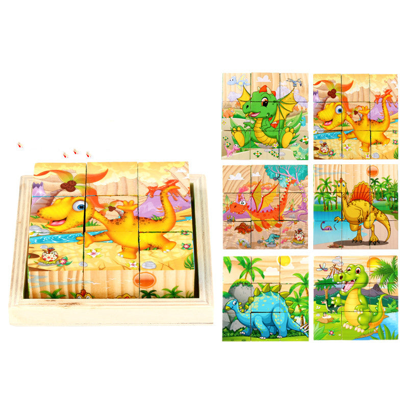 Nine Blocks Six-sided 3D Wooden Cube Puzzle Toys Wood Hexahedron 3D Building Block Puzzle For Children Aged 3 4 5 6  For Children Kids Educational Toys Funny Games