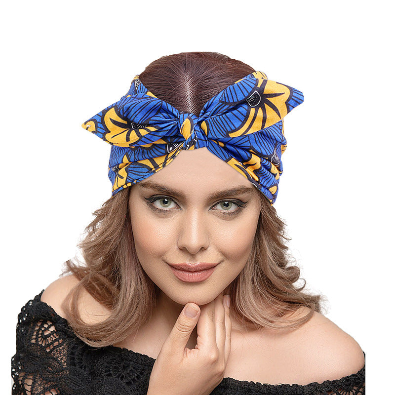 Retro Wide-brimmed Knotted Headband Yoga Sweat-absorbing Hair Band Head Wrap Long Scarf satin Floral Women Party Turban Headwear