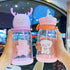 600ML Water Bottle Kids Drinking Cup Deer Antler Creative Cartoon Feeding Cup With Straw Leak Proof Water Bottle Outdoor Cartoon Horn Shaped Water Bottle With Straw And Handle Holder Removable Water Bottle For Easy Cleaning