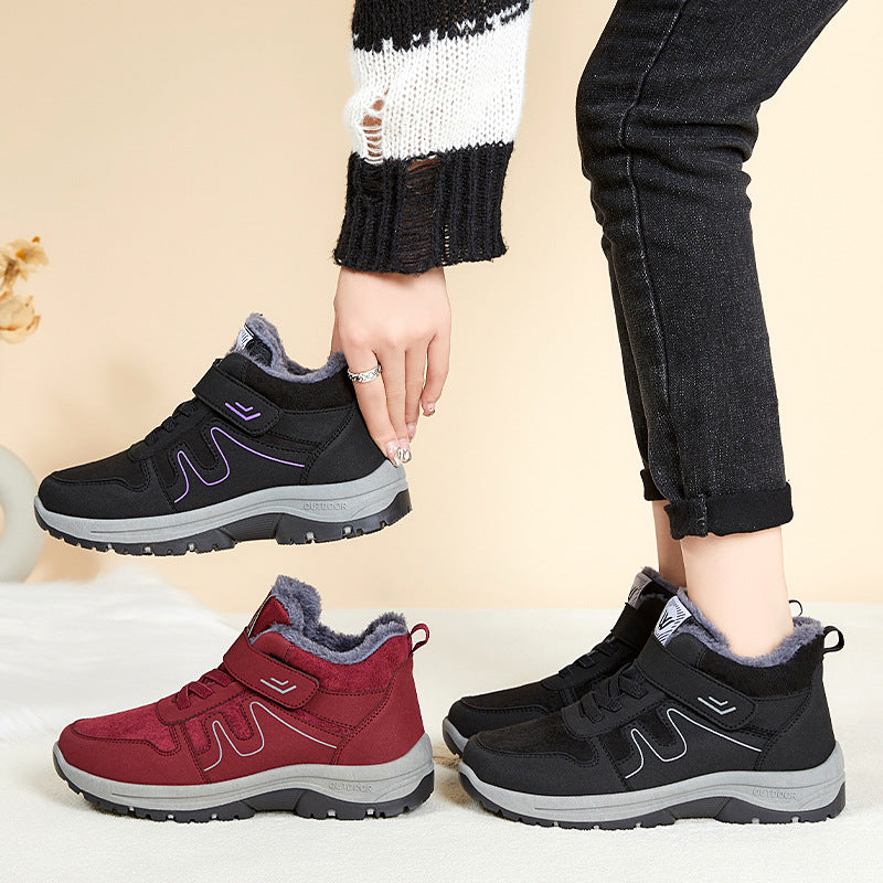 Mens Boots Winter Plush Warm Snow Boots Unisex Mens Womens Winter Work Casual Shoes High Top Rubber Ankle Boots Warm Snow Boot Winter Hiking Boots Lining Outdoor Anti Slip Snow Shoes