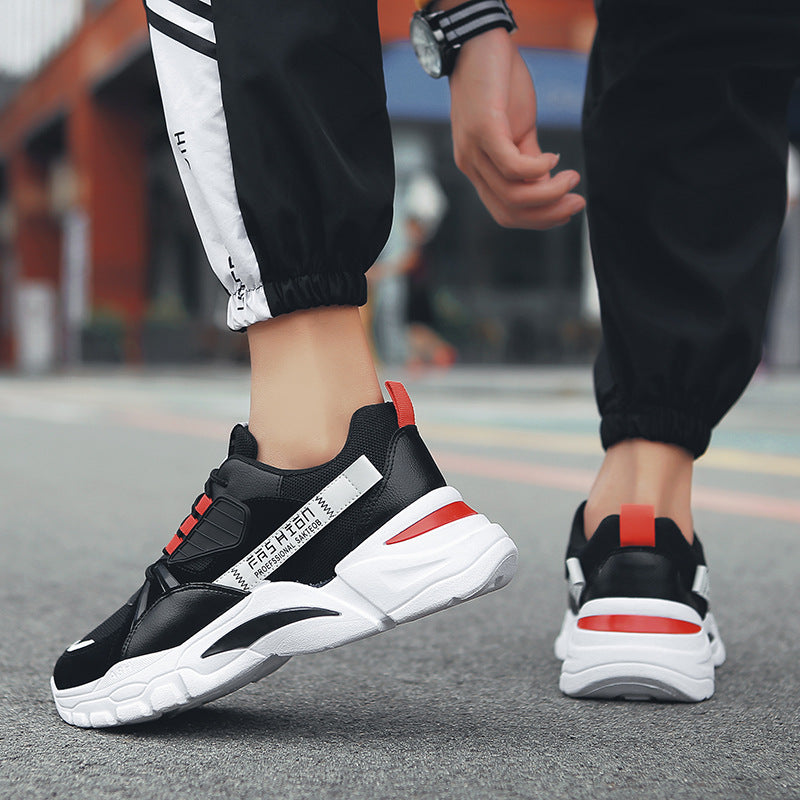 Mens Running Autumn New Leather Sneakers High Quality Outdoor Light Comfortable Sport Athletic Sneakers Lace Up Walking Breathable Ultra Lightweight Sport Casual Sneakers