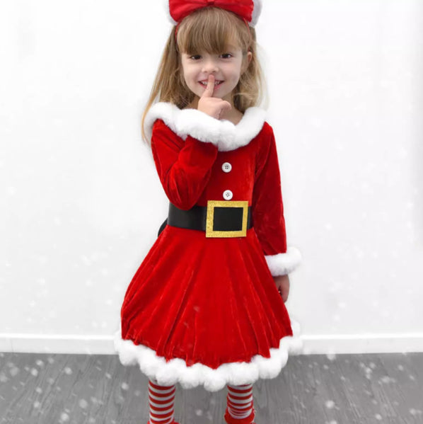 Baby Girls Christmas Romper  Ruffles Fly Sleeve Sequins Red Party Dress Unique Design Excellent Look