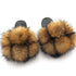 New SeasonSummer Women Slippers Faux Fur Slides For Women Fluffy Slippers House Shoes Woman Slippers Open Toe Fuzzy Fur Slippers Girls Fluffy House Slides Outdoor Indoor Slippers