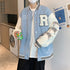 New Elegance Spring Autumn Coat Baseball Bomber Jacket Loose Letter R Men Women Couples Tops Plus Size Jackets Streetwear