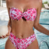 Bikini Sensual Bandeau Bow Tie 2 Piece Bikini Swimsuit for Women – Trendy High Stretch Printed Bikini Set with Flattering Bandeau Top and Classic Bottoms – Fashionable Swimwear for Poolside Lounging Beach Vacations and Summer Style Statements