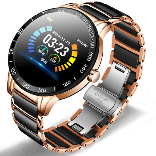 Luxury Ceramic Elegant Unisex Smart Watch With Heart Rate Monitor and Blood Pressure Fitness tracker Ceramic strap Sport Watch With Waterproof Protection