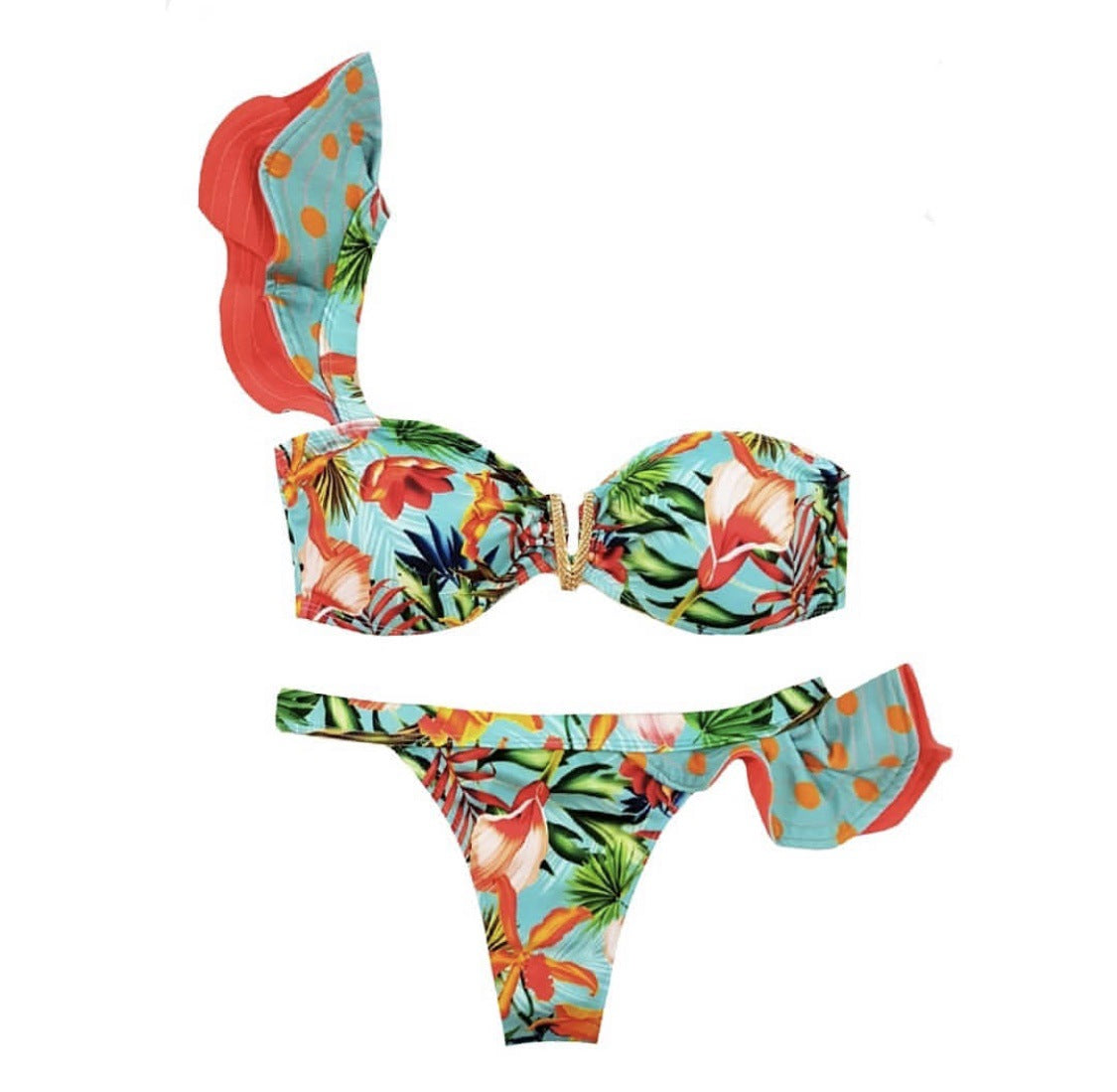 New Modern Two-Pieces Women  Push-Up Padded Bra Ruffles Bandage Bikini Set Swimsuit  Women's Bathing Suits Ruffles Flounce Bikini Sets Low Rise Two Piece Swimsuit Swimwear Bathing Suit Beachwear