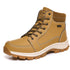 Brown Winter Mens Snow Boots Warm Plush Boots Waterproof Leather Ankle Boots Fashion Outdoor Non-slip Men's Hiking Boots Winter Ankle Snow Hiking Boots Warm Water Resistant Sport Shoes