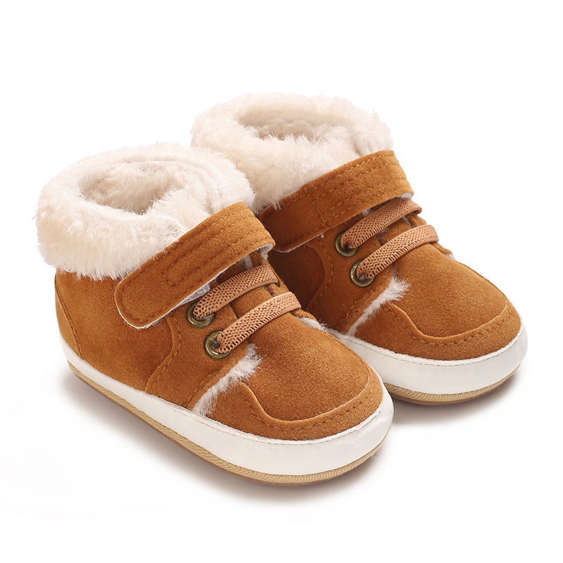 Infant Newborn Baby Boy Winter Warm Lace Up Design Boots Kids Baby Boy Booties Stylish Autumn Shoes