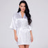 Luxury White Silk Women Bathrobe Soft Short Ladies Sleepwear Indoor Bathrobe Party Sleepwear With Waist Belt