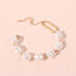 New Handmade Imitation Pearls Gold Metal Link Chain Bracelets for Women Girl Summer Party Luxury Jewelry Gift