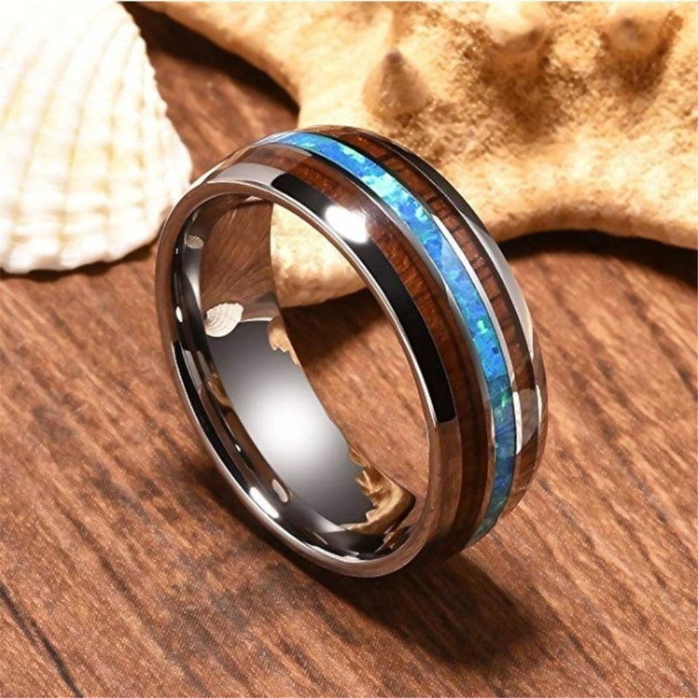 Luxury Handmade 925 Sterling Silver Wood Men Rings Stainless Steel Wood Grain Fashion For  Women Rings In Modern  Jewelry Design