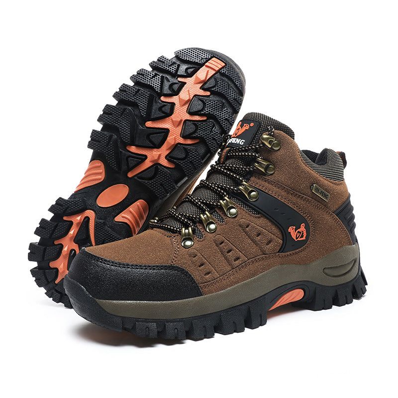 Unisex Hiking High Quality Mens Waterproof Boots Mountain Climbing Shoes Sports Rubber Sole Couple Olutdoor Warm Boots Ankle Hiking Boots Outdoor Lightweight Trails Shoes