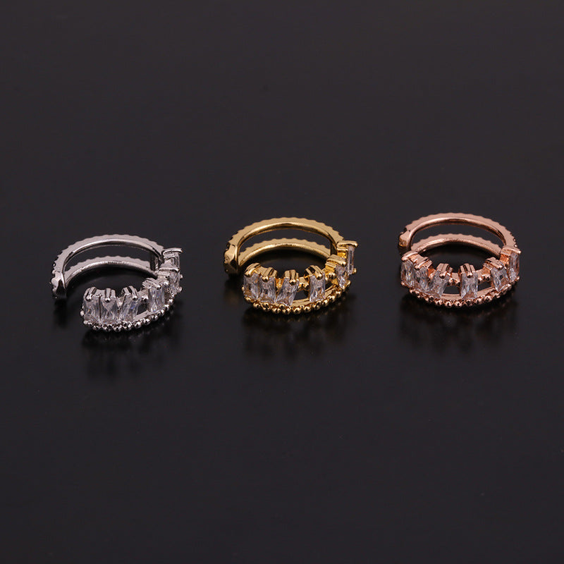 Ear Clip Piercing Earrings for Women Fake Septum Piercing Nose Ring Ear Cuff Conch Tragus Helix Cartilage Stainless Steel Ear Cuff Helix Cartilage Clip On Wrap Earrings Fake Nose Ring Non-Piercing Adjustable Body Jewelry