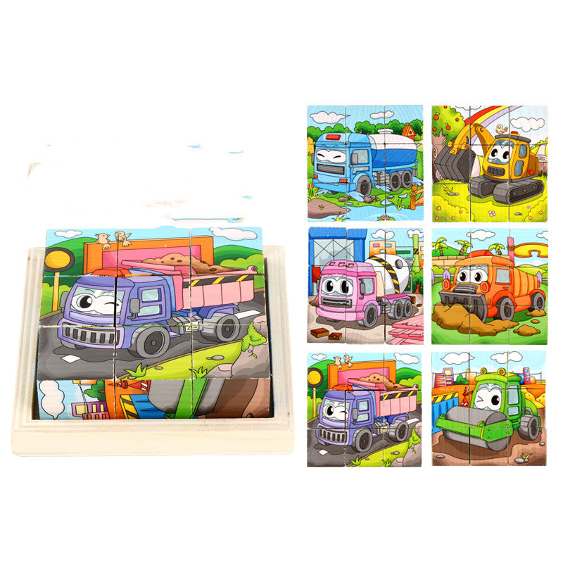 Nine Blocks Six-sided 3D Wooden Cube Puzzle Toys Wood Hexahedron 3D Building Block Puzzle For Children Aged 3 4 5 6  For Children Kids Educational Toys Funny Games