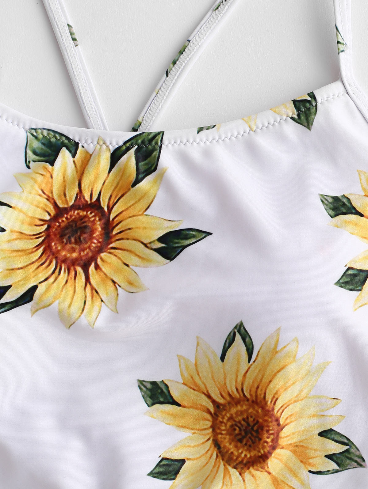 High Waist Bikini Sunflower Swimsuit Women Bikini Floral Swimsuit Floral Crop Tie Knot Front High Waist Bikini Set Two Piece Swimsuit For Women  Summer High Waisted Bathing Suit