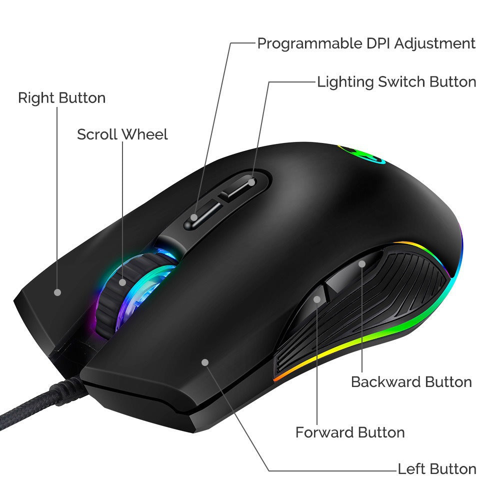 Ergonomic Design Wired RGB Professional Gaming Mouse Optical Gamer Mice Adjustable DPI Mouse With Backlight For Computer