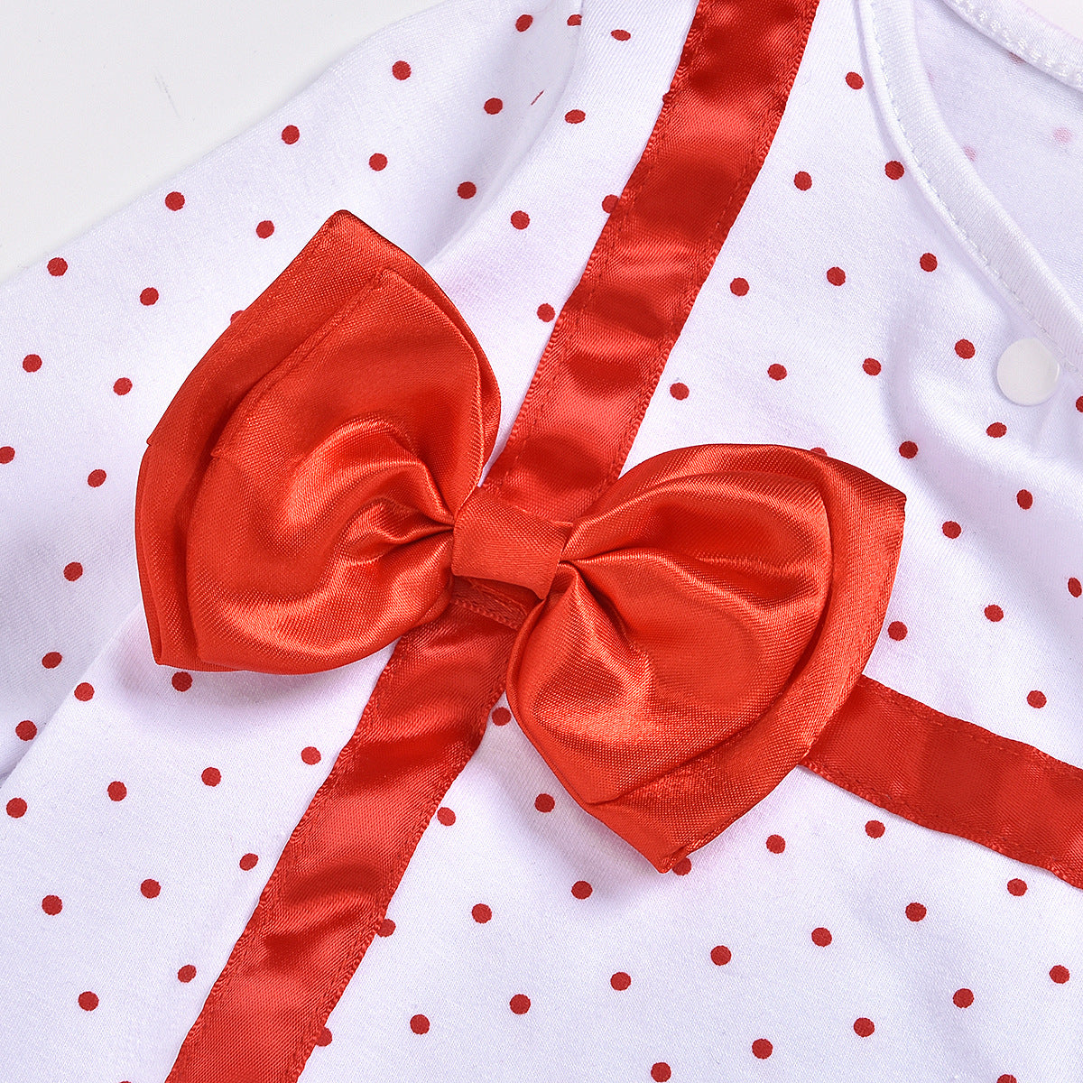 Newborn Girl Boy Autumn Santa Claus Long Sleeve Dot Bandage  Romper Jumpsuit Hat For Christmas Made For Girls