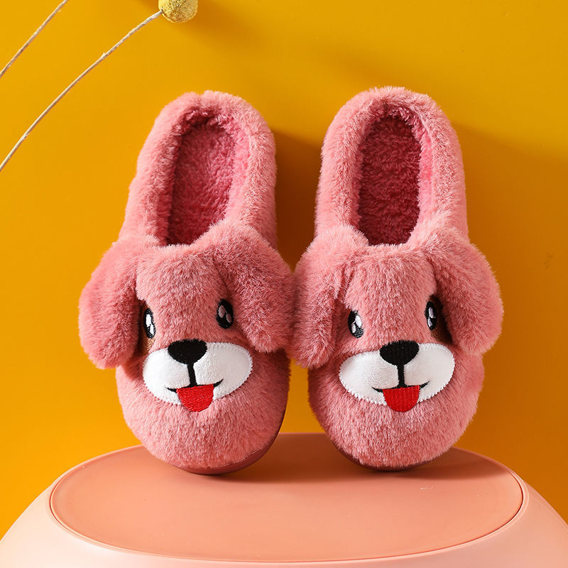 Winter Cute Cartoon Kids Soft Cotton Shoes Baby Shoe Small Dog Winter Cartoon Thick Warm Boy And Girl Slippers Slippers For Children