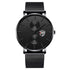 Black 3Bar Watch Men Women'S Watches Ladies Watch With Crystals  Fashion Stainless Steel Band Comfortable Wristwatch