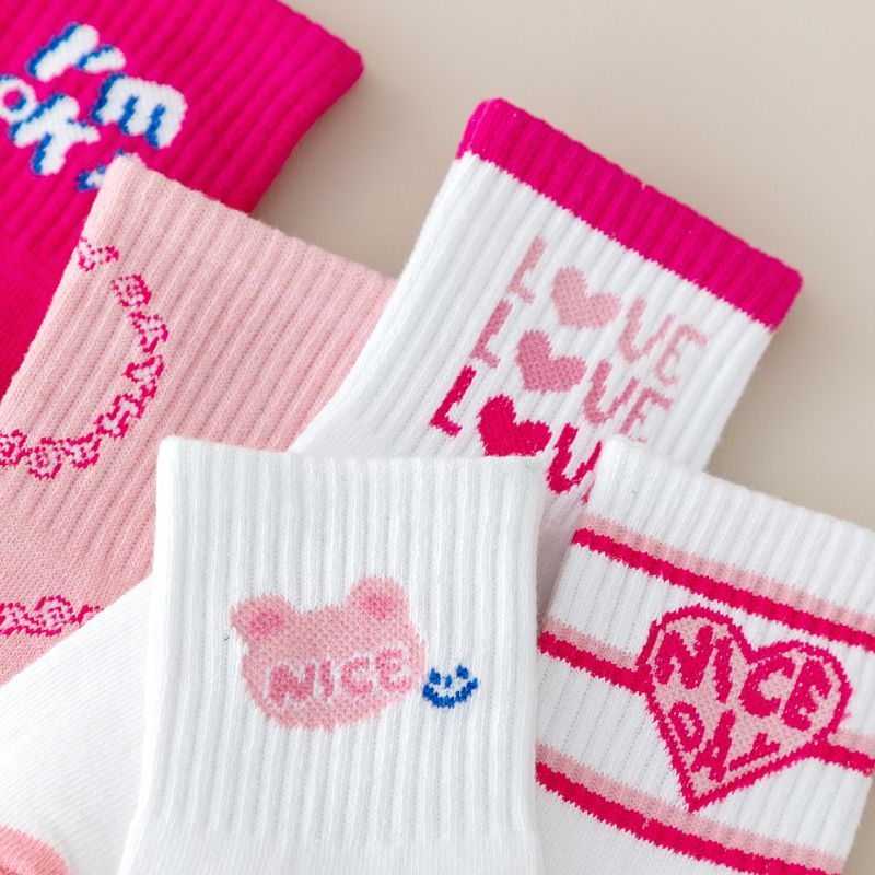 5 Pairs Comfortable Dot Kids  5 Pair Socks Summer Thin Soft Breathable Cotton Fashion Baby Socks Toddler Girls