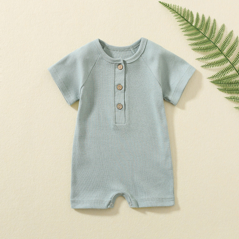 Summer Newborn Baby Boys Girls Short Sleeve Romper Solid Jumpsuit For Girls In elegant Colors
