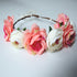 Spring Pearl Crowns Beach Hawaii Floral Garland Romantic Faux Rose Wedding Wreaths Flower Headband Girl Bride Rose Flower Crown Wedding Festival Headband