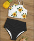 High Waist Bikini Sunflower Swimsuit Women Bikini Floral Swimsuit Floral Crop Tie Knot Front High Waist Bikini Set Two Piece Swimsuit For Women  Summer High Waisted Bathing Suit