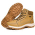 Brown Winter Mens Snow Boots Warm Plush Boots Waterproof Leather Ankle Boots Fashion Outdoor Non-slip Men's Hiking Boots Winter Ankle Snow Hiking Boots Warm Water Resistant Sport Shoes