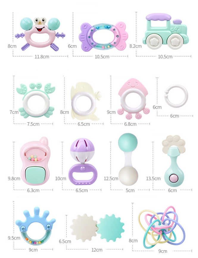 Baby Rattle Toys Cartoon Hand Grip Soft Rattles Shaker Teether Infant Newborn Educational Toys For Baby and Kids