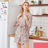 Lightweight Black Floral Birds Printed Women Bathrobe Elegant Design Floral Breathable Robe