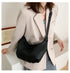 New PU Leather Shoulder Bag for Women Designer Wide Belt Handbags with Chain For LadiesWomen'S Big Bag Spring New Fashion Korean Leisure Half Round Women'S Bag Simple Large Capacity One Shoulder Oblique
