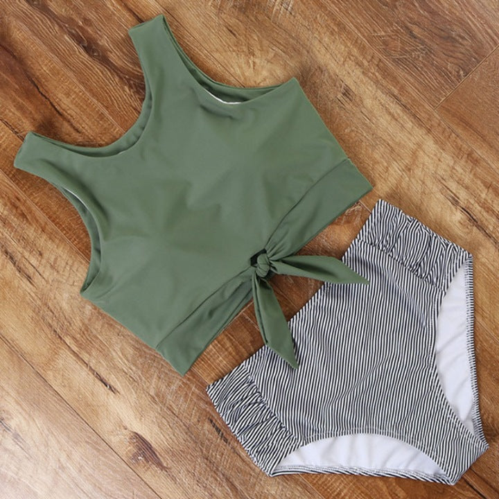 Modern High Waist Bikini Leopard Swimsuit Women Bikini Floral Swimsuit Set Two Piece Swimsuit For Women High Neck Bikini Push Up Swimwear Summer High Waisted Bathing Suit