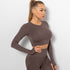 NEW Long Sleeves Push Up Sports Tops Fitness For Women And Girls Sport Female Sport Gym Top Padded Gym Brassiere Sports
