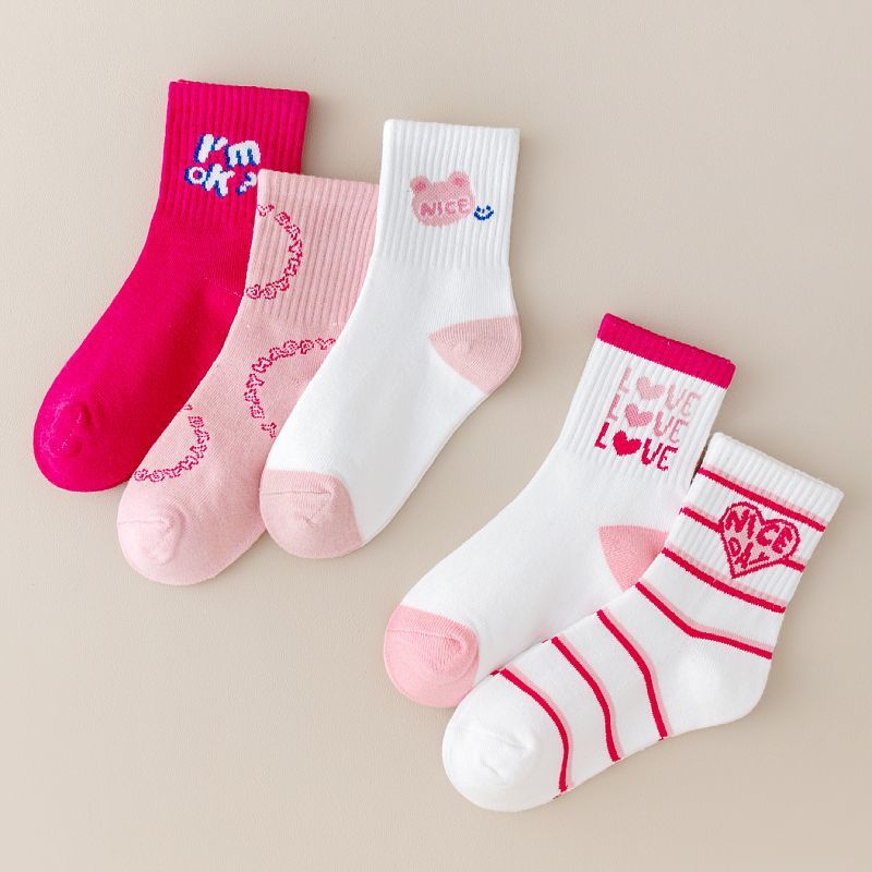 5 Pairs Comfortable Dot Kids  5 Pair Socks Summer Thin Soft Breathable Cotton Fashion Baby Socks Toddler Girls