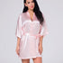 Luxury White Silk Women Bathrobe Soft Short Ladies Sleepwear Indoor Bathrobe Party Sleepwear With Waist Belt