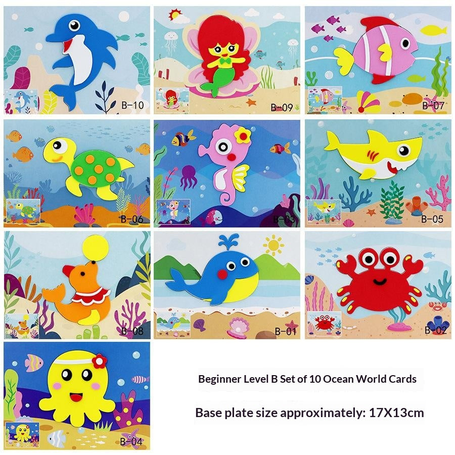 3D Sticker Cartoon Craft Kit For Children Cartoon 3D EVA Foam Sticker Puzzle Series Kids Multi-patterns Styles Toys for Children Birthday Gift