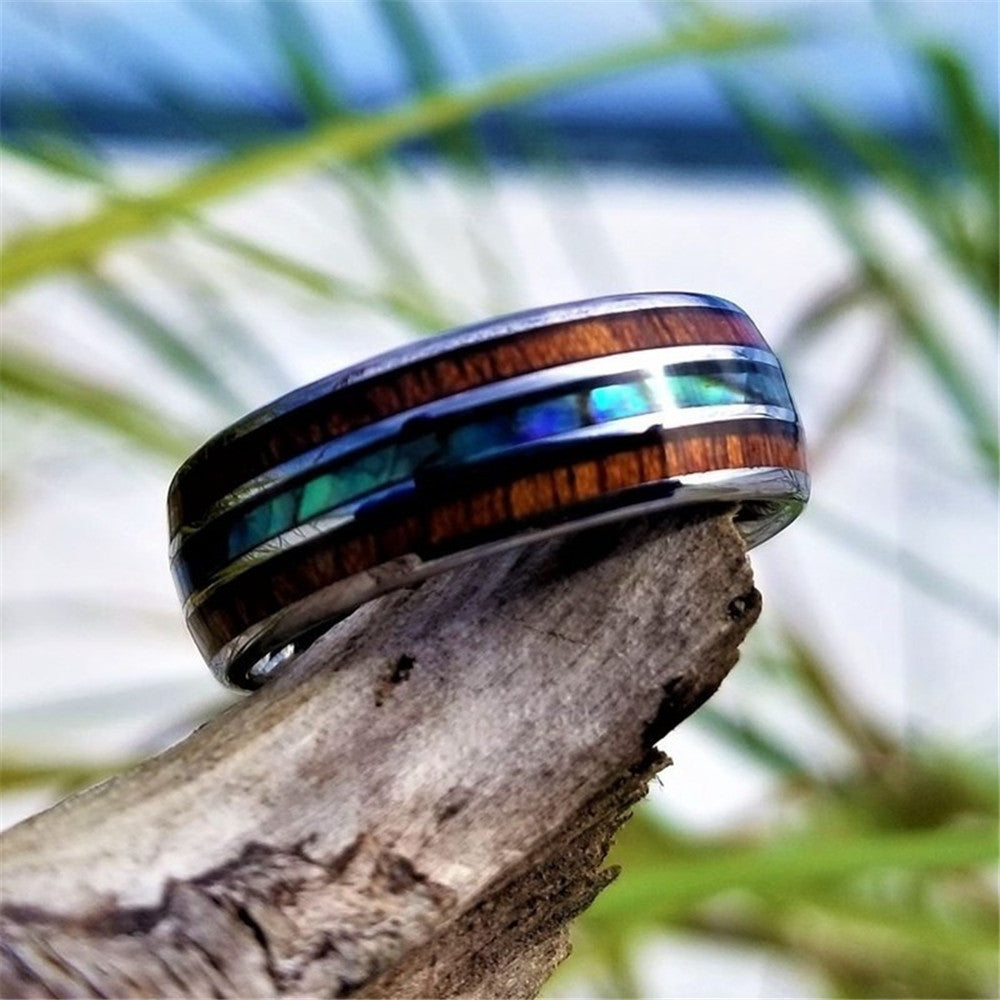 Luxury Handmade 925 Sterling Silver Wood Men Rings Stainless Steel Wood Grain Fashion For  Women Rings In Modern  Jewelry Design