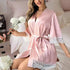 Lightweight Pink Women Sleepwear Classic Design Silk Bathrobe Lace Trim Bridesmaid Bride Party Robes