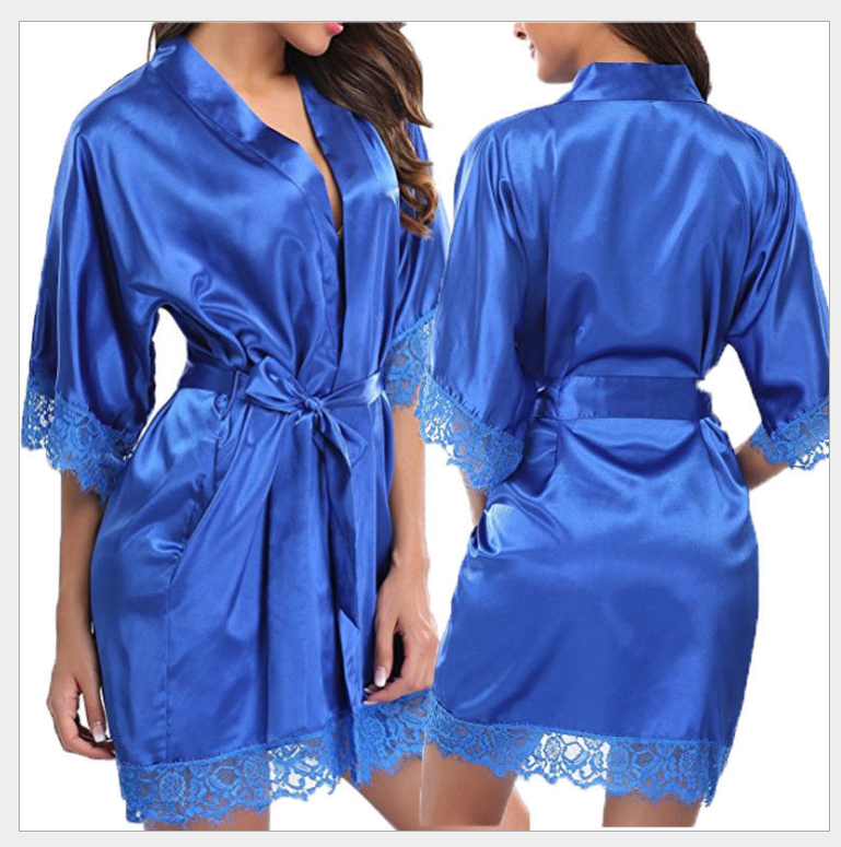 Fashion Short Women Sleepwear Unique Design White Lightweight Bathrobes For Women Luxury Summer Silk Bathrobes With Belt